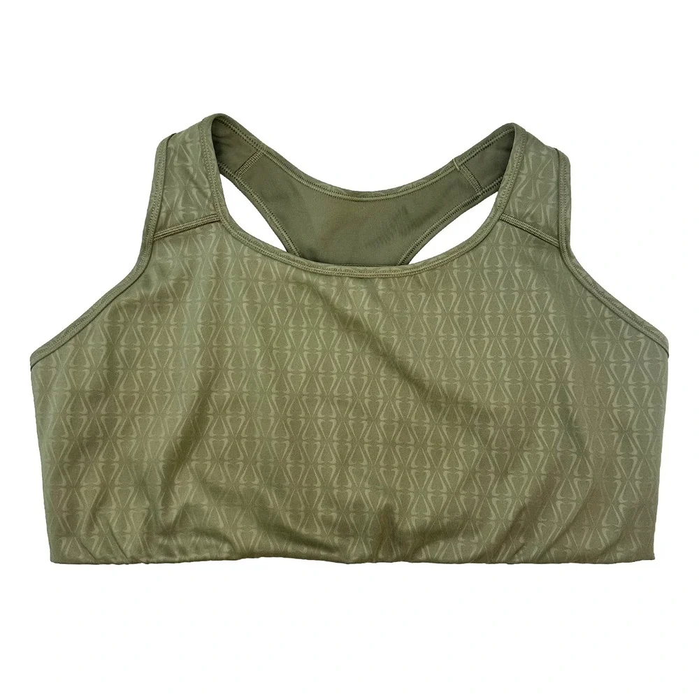 NIKE Swoosh Print Racerback Sports Bra • 3X • olive green • workout athletic